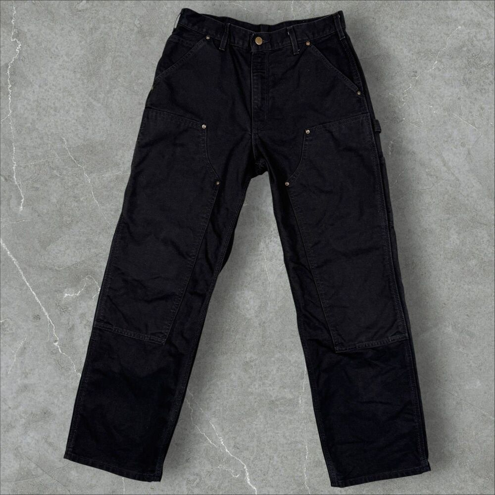 Carhartt B136 BLK Made in USA Double Knee Canvas Carpenter Pants 31x30 (30x28)